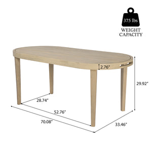70" Oval Acacia Wood Outdoor Dining Table with Slatted Top
