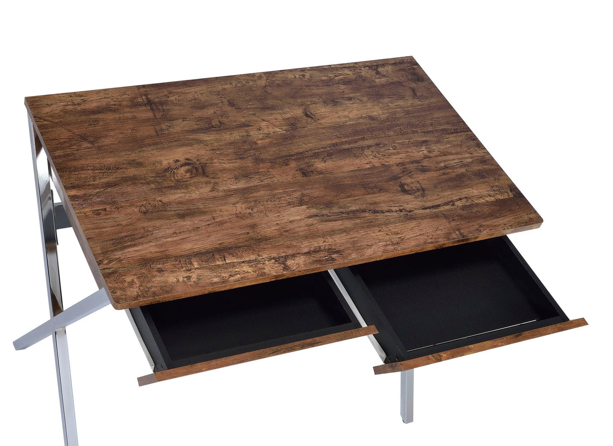 Callers - Weathered Writing Desk - Chrome / Oak - Best Buy Furniture