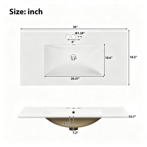 36" Green Bathroom Vanity with Ceramic Sink