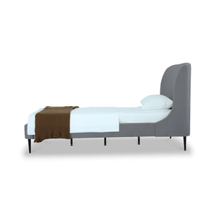 Twin Bed With Curved Headboard - Gray / Black