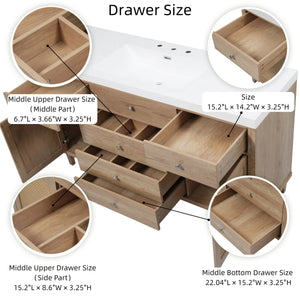 60" Bathroom Vanity with SMC Sink and Rattan Doors