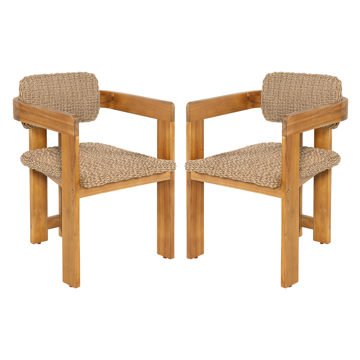 Outdoor Acacia Wood Dining Chair Set of 2