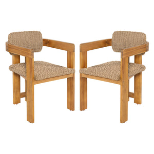 Outdoor Acacia Wood Dining Chair Set of 2