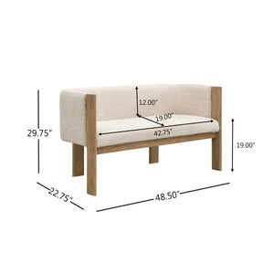 48.5" Upholstered Solid Loveseat (Natural Ash+Almond)