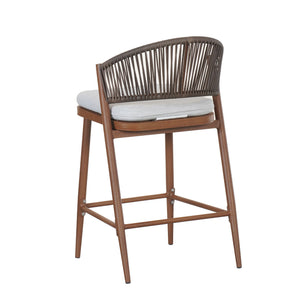 Outdoor 26" Counter Height Metal Frame Counter Stools With Scallop Shaped Backrest & Water Resistant Cushions