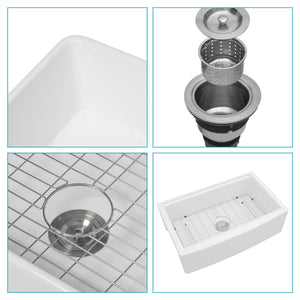Classic Ceramic Farmhouse Sink Workstation Single Bowl With Durable Finish
