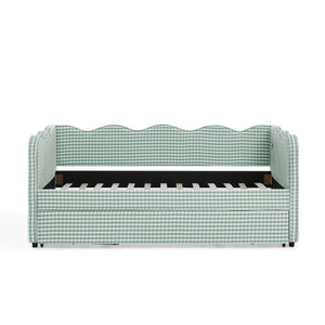 Gingham Daybed With USB Charging Port, Wave Shaped Design