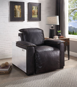 Misezon - Top Grain Leather Power Motion Recliner - Dark Brown - Best Buy Furniture