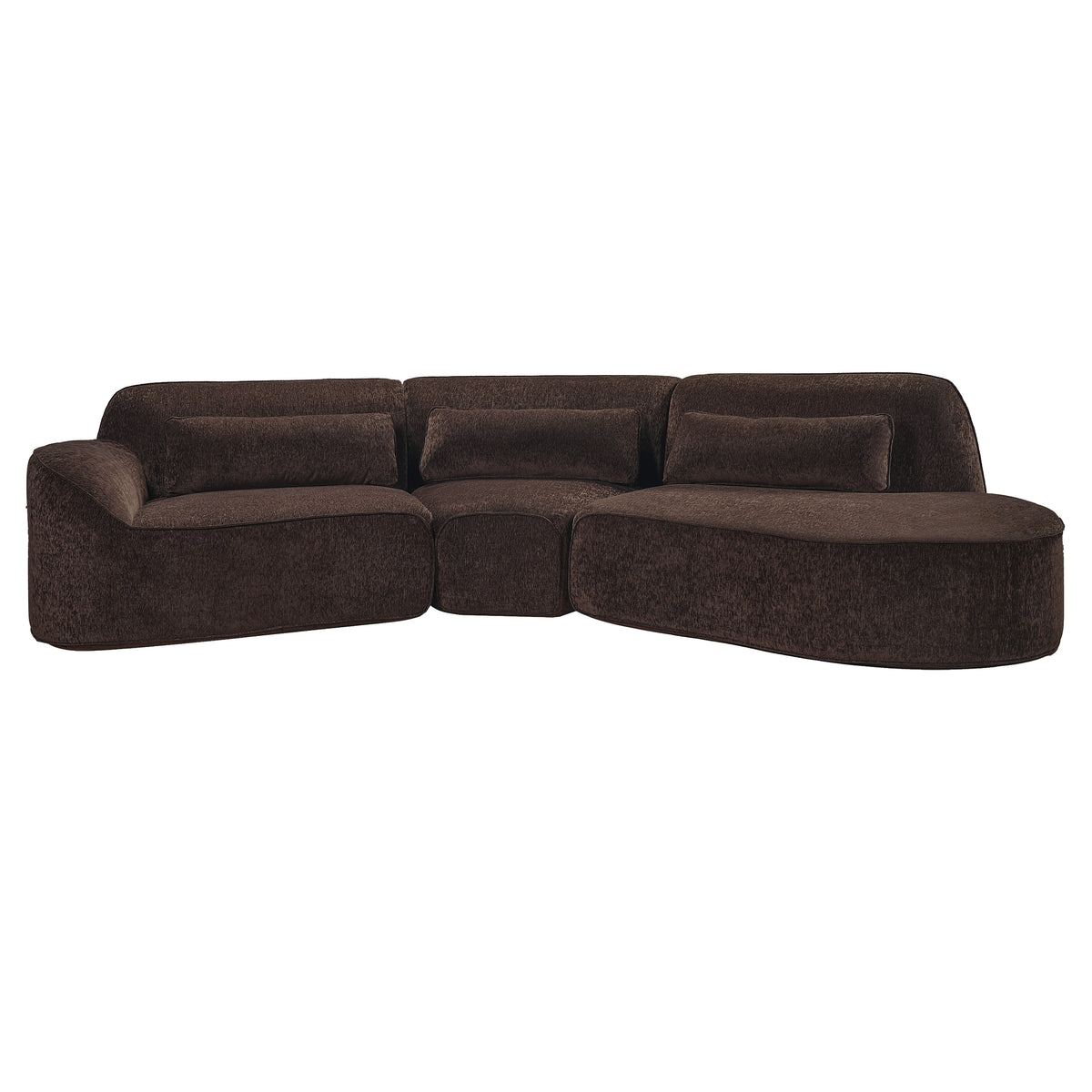 123" Modern Curved Sectional Sofa with Chaise Lounge - 3-Piece Set
