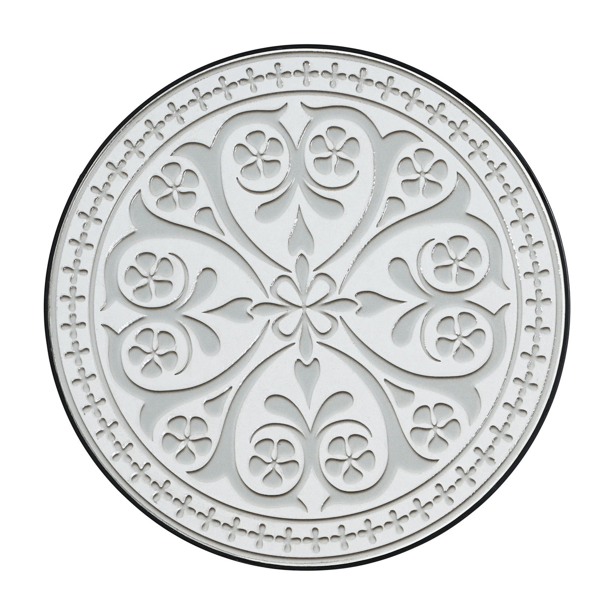 Outdoor Round Side Table With Mosaic Style Top And Curved Iron Legs
