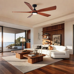 Ceiling Fan With Light And Remote Control, Noiseless, Dimmable, 6 Speeds Reversible For Indoor Or Covered Outdoor Use - Matte Black