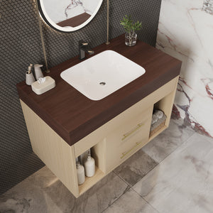 29.9" Modern Floating Bathroom Vanity with Sintered Stone Top