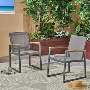 Aresha - Metal Outdoor Dining Armchair (Set of 2) - Gray