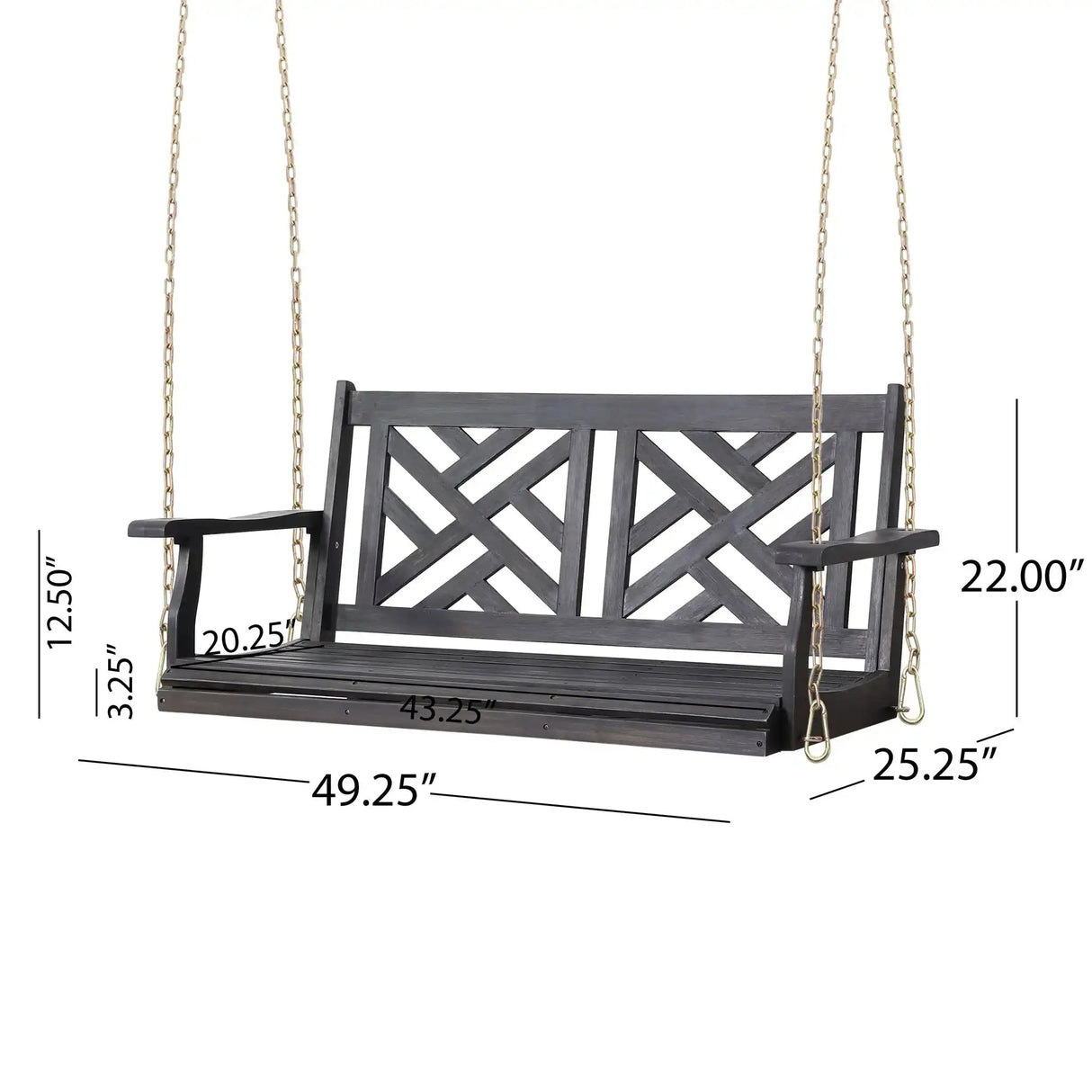 Alejandro - Acacia Wood Porch Swing With Slat Panel Seating - Best Buy Furniture