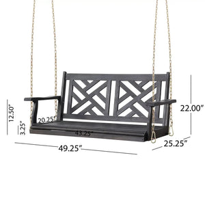 Alejandro - Acacia Wood Porch Swing With Slat Panel Seating - Best Buy Furniture