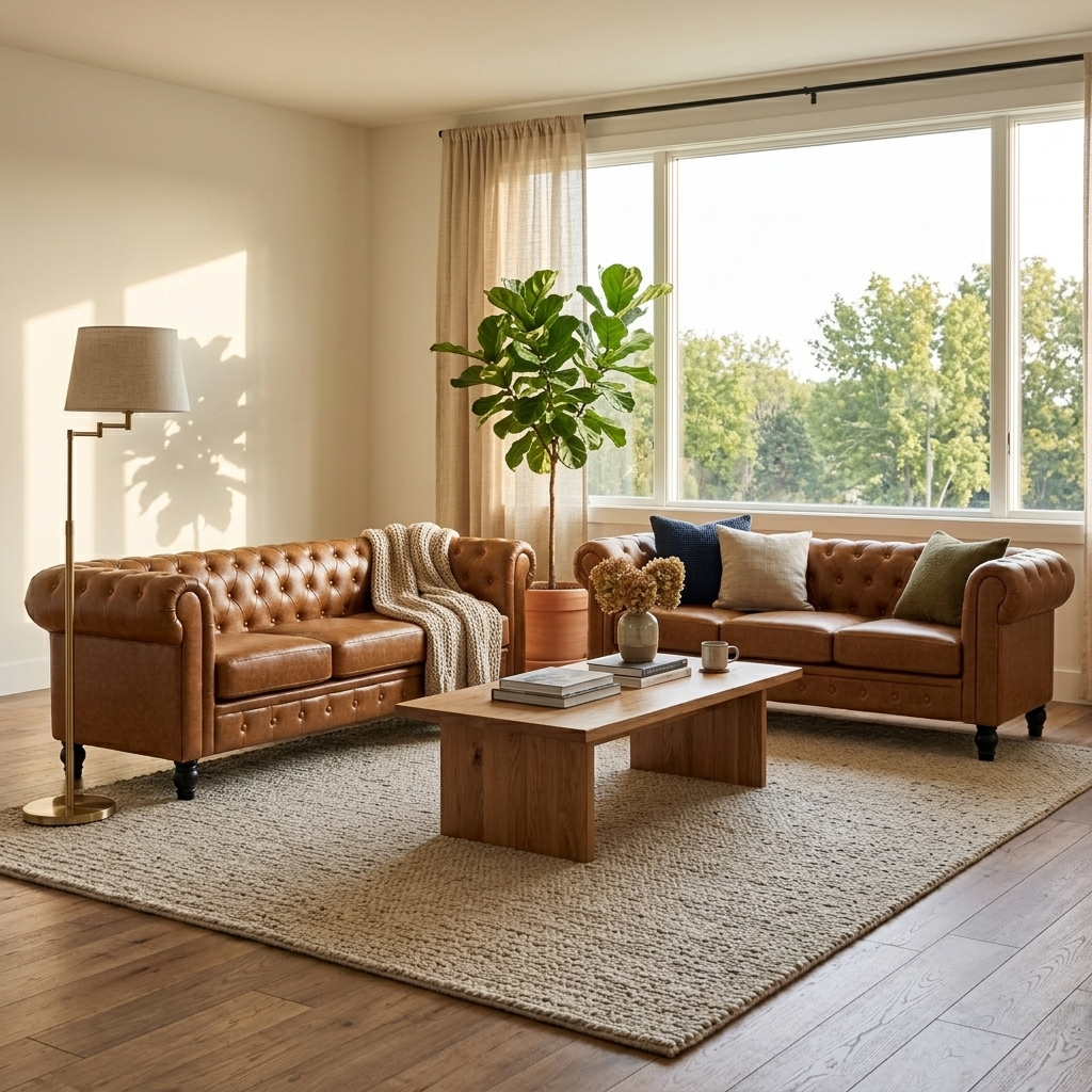 Elegant 2-Piece PU Sofa Set for Living Room