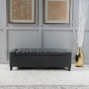 Contemporary Storage Ottoman With Tufted Top - Dark Gray - Best Buy Furniture