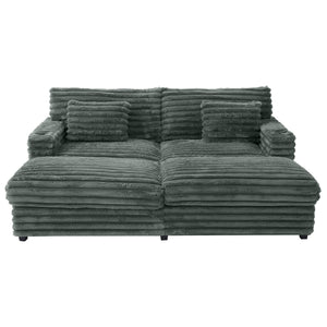 Oversized Double Chaise Lounge Sofa Bed With USB Ports And Cup Holders