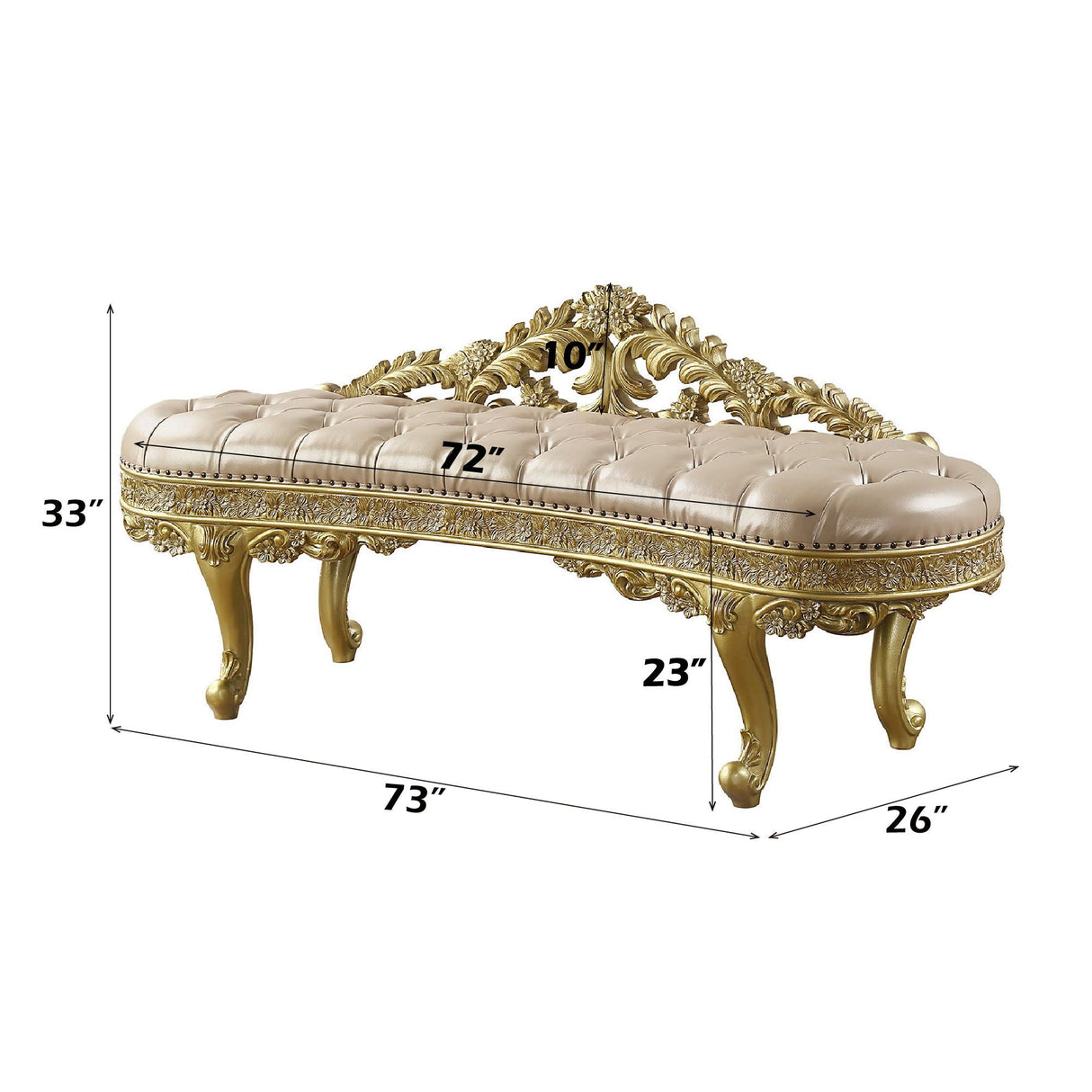 Cabriole - Synthetic Leather Bench - Gold - Best Buy Furniture