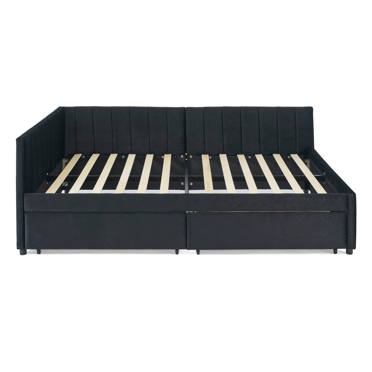 Upholstered Tufted Daybed Frame With Storage Drawers