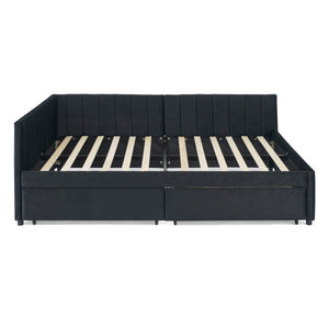 Upholstered Tufted Daybed Frame With Storage Drawers