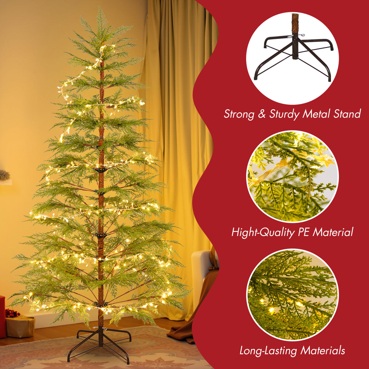 6 Feet Artificial Full Christmas Tree with LED Lights