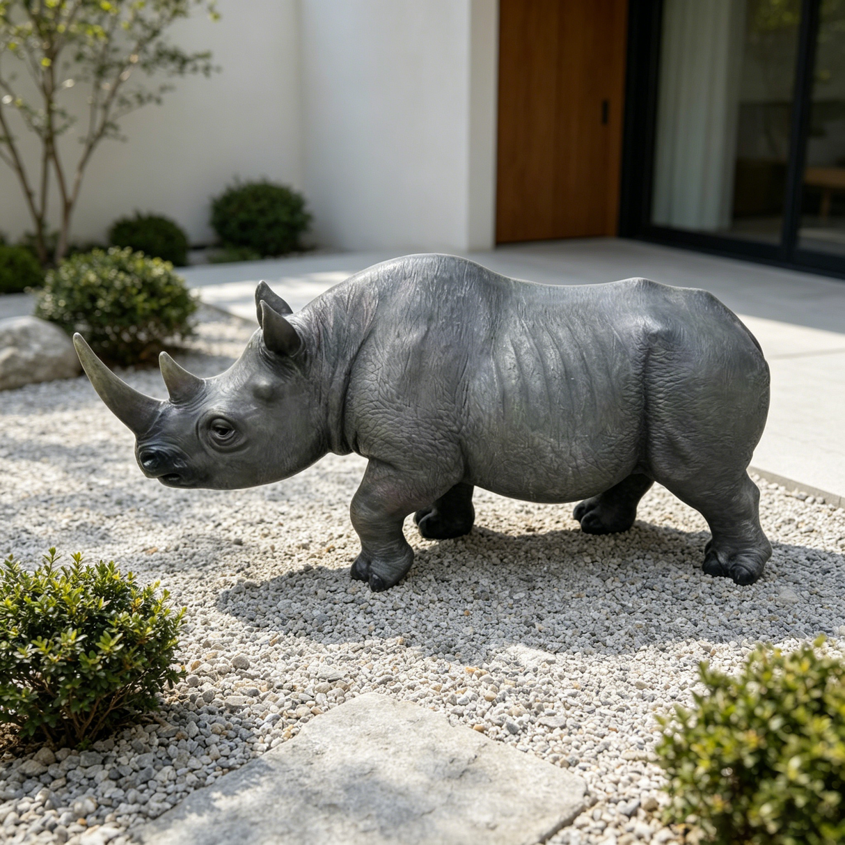 27.5" Large Realistic Rhinoceros Garden Statue