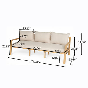 Outdoor Acacia Wood Woven Sofa With Cushions