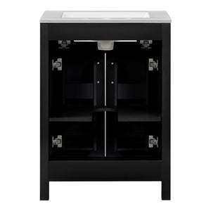 Modern Bathroom Vanity With Ceramic Sink, Soft-Close Doors, Flip Drawer, U-Shaped Shelves, Elegant Storage Solution