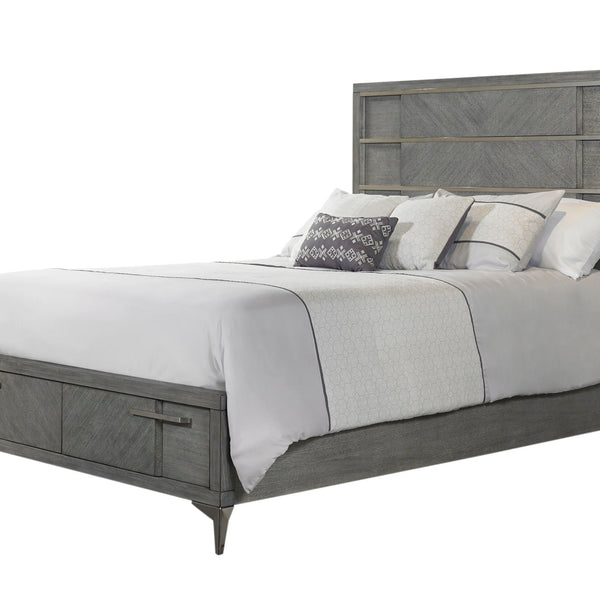 Storage Bed With Bookmatched Veneer