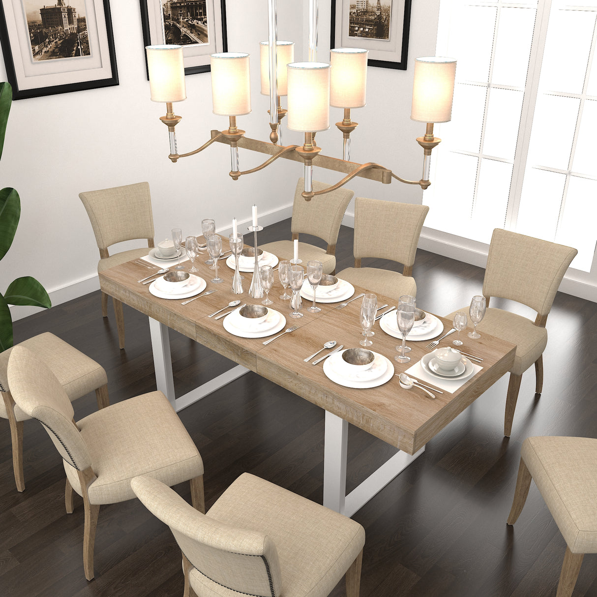 Extendable Dining Room Table for 6-10