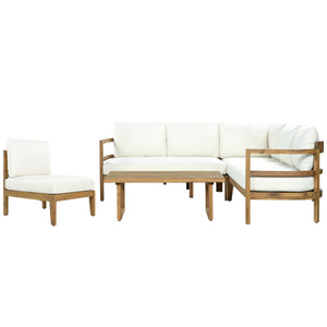 Outdoor Acacia Wood 5-Seater Sectional Sofa Set