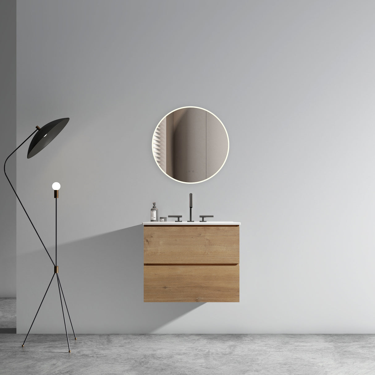 Wall Mount 24" Natural Oak Bathroom Vanity