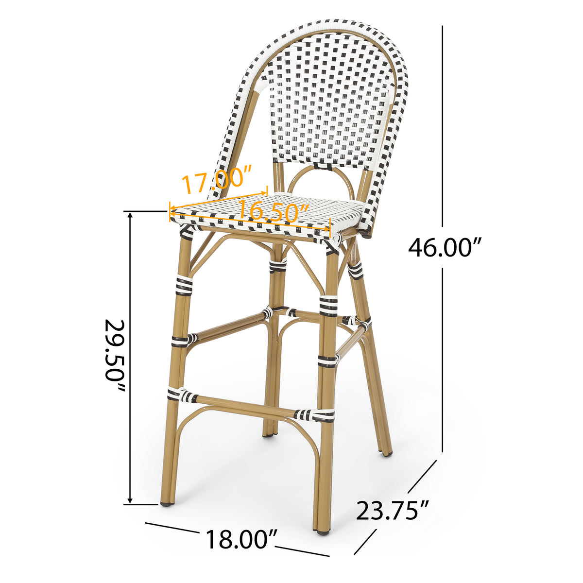 29.5" Outdoor PE Rattan French Barstool