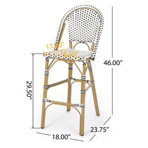 29.5" Outdoor PE Rattan French Barstool