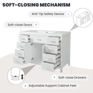 Bathroom Vanity With Sink, 2 Doors 8 Drawers, Soft Close System, Classic Design