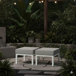 Patio Ottomans With Cushions, All-Weather Footrests (Set of 2)