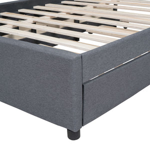 Upholstered Platform Bed With Drawers, Classic Headboard Design