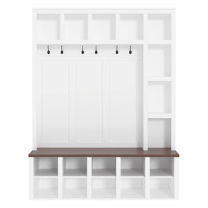 Farmhouse Wooden Hall Tree with 6 Hooks