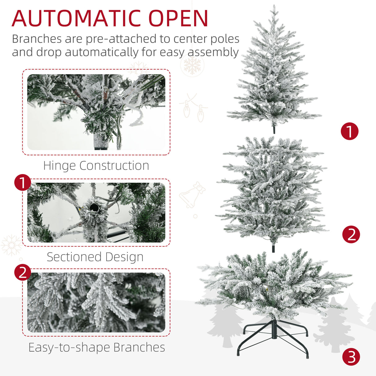 HOMCOM 6ft Tall Prelit Artificial Christmas Tree
