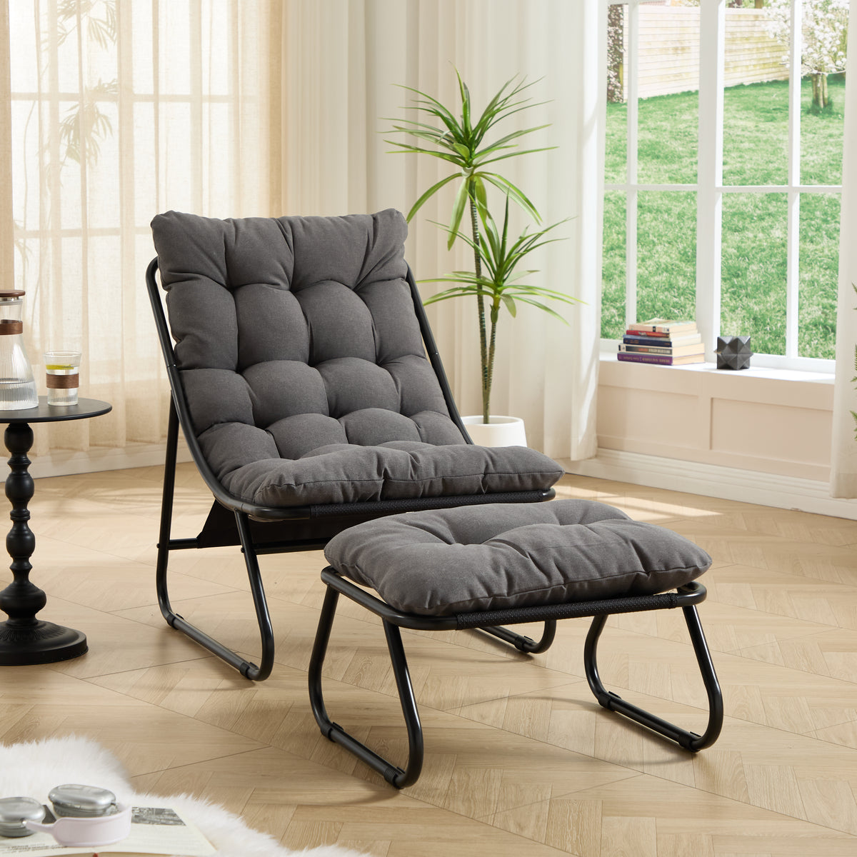 Patio Outdoor Lounge Chair with Ottoman