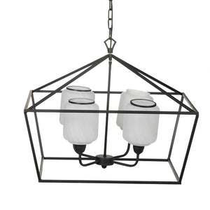 26" Iron Chandelier - Sleek Industrial Style