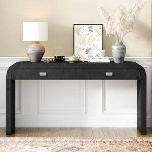 U_STYLE 60'' Wooden Entryway Table with Burl Veneer