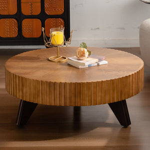 Round Retro Coffee With Solid Wood Legs