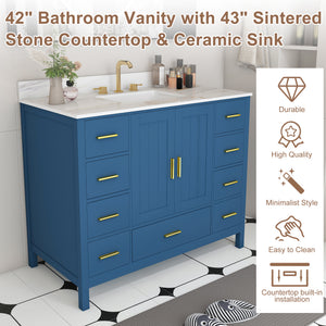 42" Modern Solid Wood Bathroom Vanity with Sink