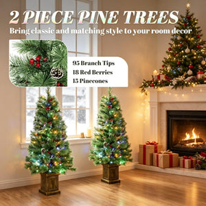 Set of 2, 4 ft Pre-Lit Christmas Trees