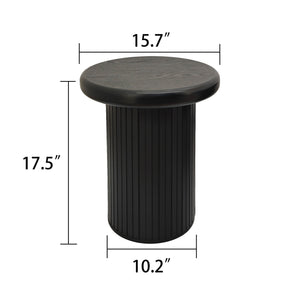 Fluted Cylinder Side Tables, Round End Tables For Living Room (Set of 2) - Black