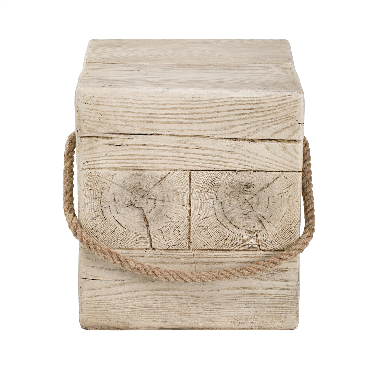 Outdoor Wood Grain Square MGO Side Table with Simulated Braided Cord