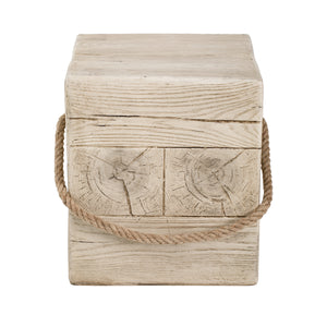 Outdoor Wood Grain Square MGO Side Table with Simulated Braided Cord