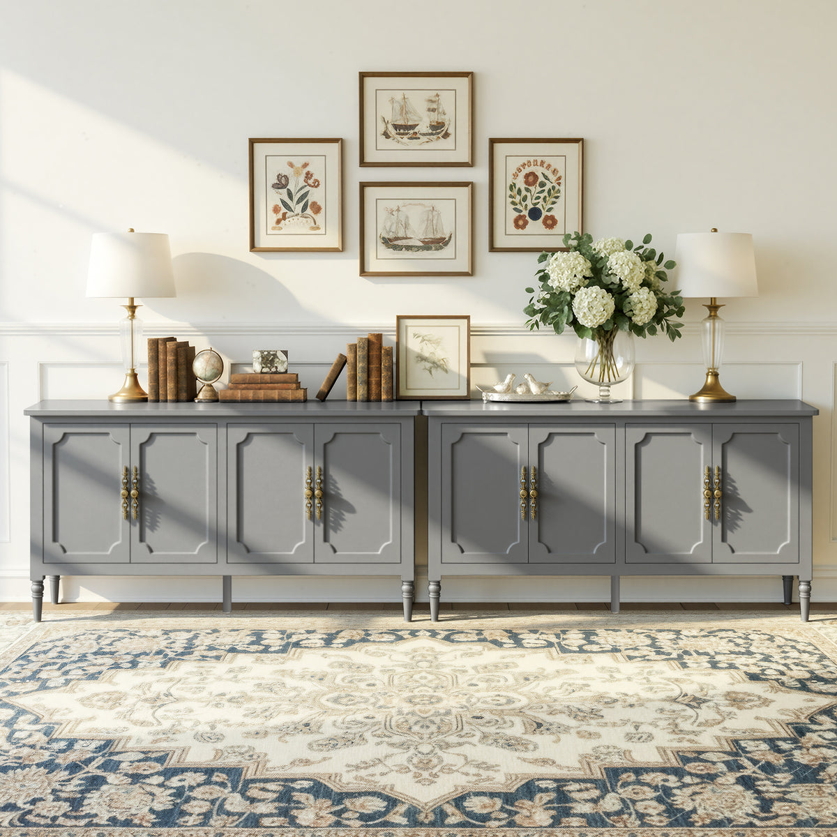 Mid Century Wood Buffet Sideboard for Living Room
